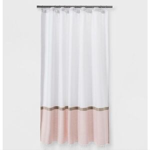 Project 62 Target Colorblock Light Gold Blush Pink Fringe Shower Curtain